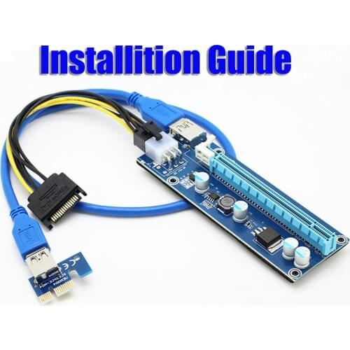 PCI-E 16X to 1X Adapter USB3.0 Riser Cable Flexible Extension Cable with SATA 15pin Male to 6pin Power Connector for Mining