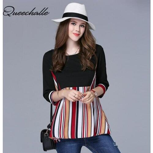 Женские полосатые футболки QUEECHALLE China At AliExpress