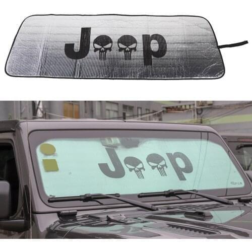 Windshield Sunshades for Jeep Wrangler JL 2018+ Skull Logo Windscreen Cover Accessories