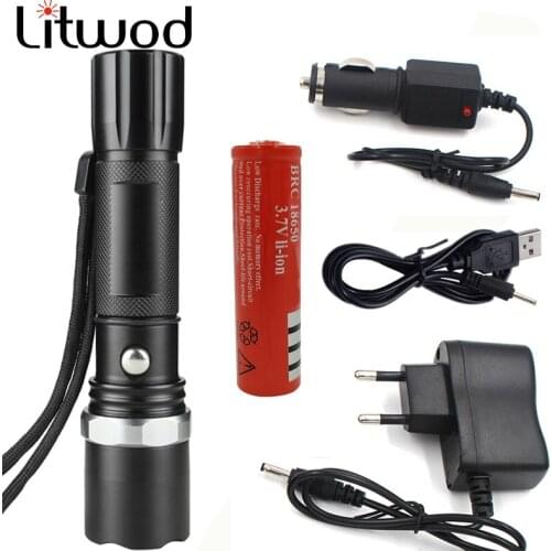 Z20 XM-L2 U3 Led work light rechargeable Flashlight 5000LM Aluminum Waterproof Zoom LED Tactical Flashlight Torch Light lamp