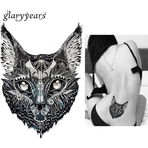 1pc Flower Arm Tattoo Sticker Water Transfer Temporary Design KM-017 Indian Cat Head Pattern Design Beauty Women Body Art Tattoo