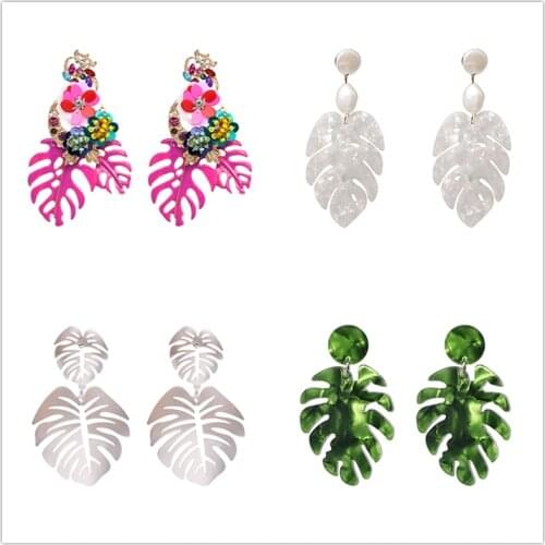 FASHIONSNOOPS Vintage Leaf Dangle Earrings For Women Statement Leaves Resin Trendy Acetate Acrylic Earring Party Gifts Wholesale