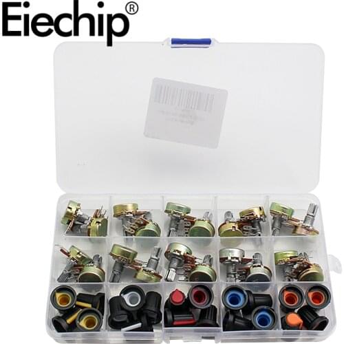 WH148 Linear Potentiometer 15mm WH148 Potentiometer with knob assorted kit, B1K B2K B5K B10K B20K B50K B100K B250K B500K B1M