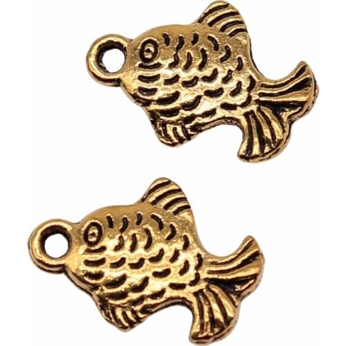 WYSIWYG 20pcs 16x11mm Antique Gold Color Antique Silver Color Fish Charms For Jewelry Making DIY Jewelry Findings