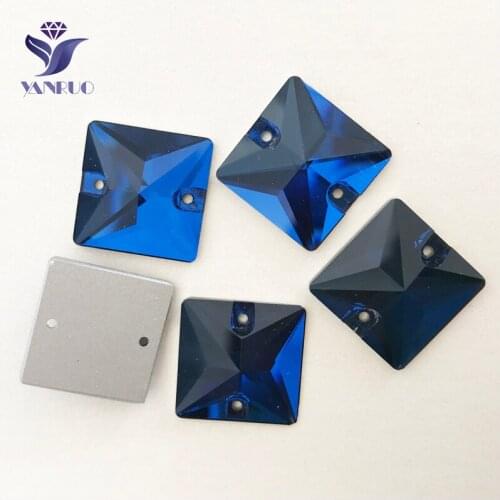 YANRUO 3240 All Sizes Montana Square Rhinestone Glass Beads Flat Back Strass Sew On Crystal Sewing Garment