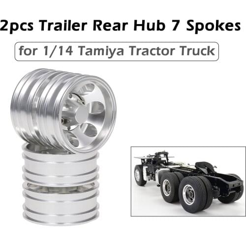 2pcs Trailer Rear Hub Aluminum Alloy Rim 7 Spokes for 1/14 Tamiya Tractor Truck RC Climber Trailer RC Parts Accessories