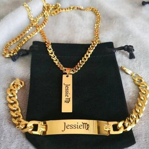 Customized Name Necklace Personalized Jewelry Stainless Steel Curb Chain Bar Engrave Nameplate Necklace Women Men Hip Hop Bijoux