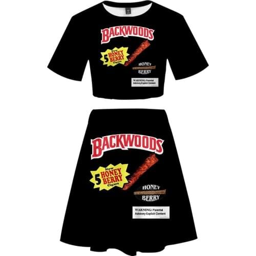 Funny Foods Backwoods Honey Berry Two Pieces Sets Women 3D T Shirts + Skirt Suit Summer Tops Tees fashion Dress Women Clothing