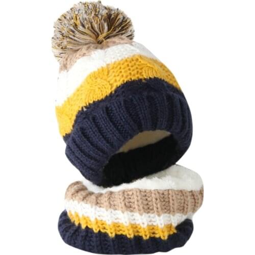 Winter Children Hat Scarf Sets Girl Boy Pompon Hat And Snood For Girls Boys Fall Knitted Heandwear Baby Hat And Scarf For Girls