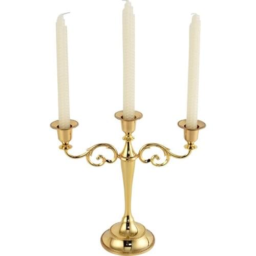 Gold Candle Holder Vintage Europe Stand Romantic Dinner Candle Holder Wedding Centerpiece Mumluk Lantern Decoration AD50CH