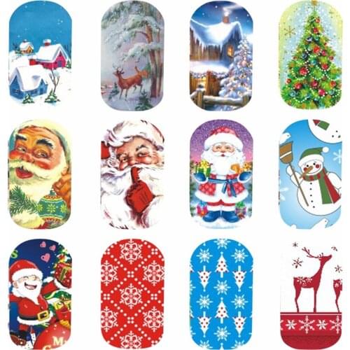YZWLE 1 Sheet Optional Christmas Design Nail Art Water Transfer Sticker Decal For Nail Art Tattoo Tips DIY Tools
