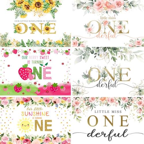 1st Birthday Party Photography Backdrops Flowers Decoration Banner Family Shooting Photocall Baby Shower Background Photo Studio
