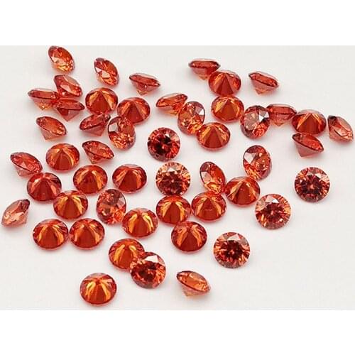 200pc/Bag Factory Direct Price Orange CZ AAAAA+ Round Cut 1.0-3.0mm Pick Size Wholesale