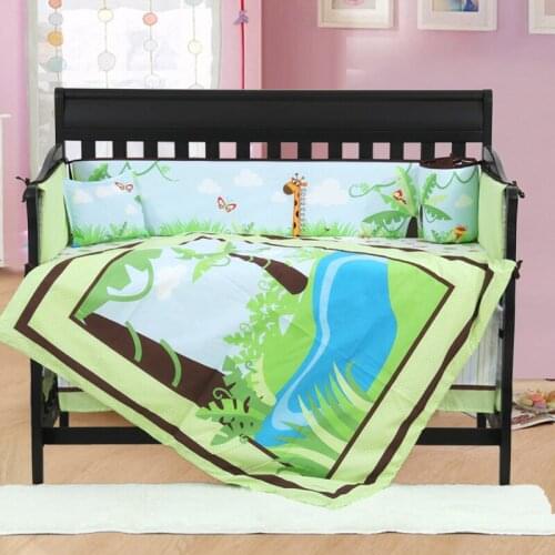 7PCS embroidered baby crib bedding set cama infant Crib Bumper Set Quilt Sheet Bumper cot bedding set,4bumper+duvet+sheet+pillow