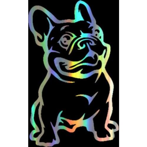 8*13cm Car Sticker Vinyl French Bulldog Animal Decor Funny Sticker Decal Reflective Laser Motorcycle Car Styling 3D Stickers