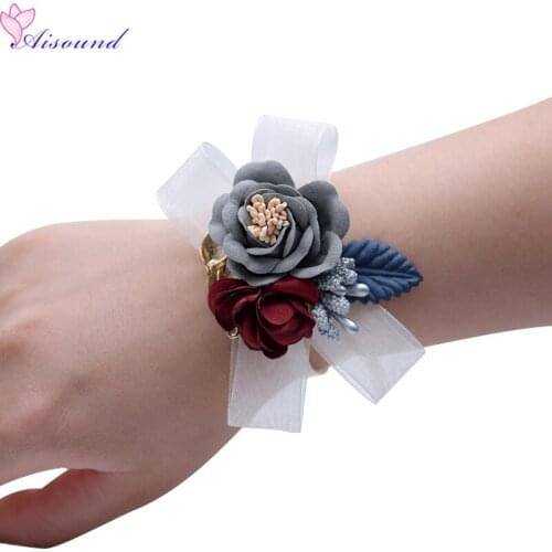 Aisound 10pcs Artificial Flowers Corsage Prom Corsage Wrist Flower Wedding Decor of Bride &Bridesmaid Decorative Bouquet
