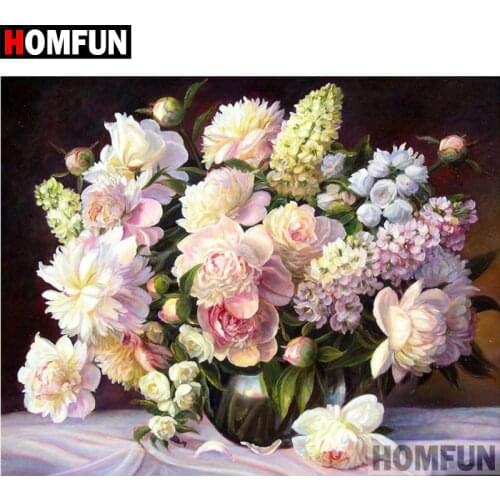 HOMFUN Full Square/Round Drill 5D DIY Diamond Painting "Colored flowers" Embroidery Cross Stitch 5D Home Decor Gift A07659