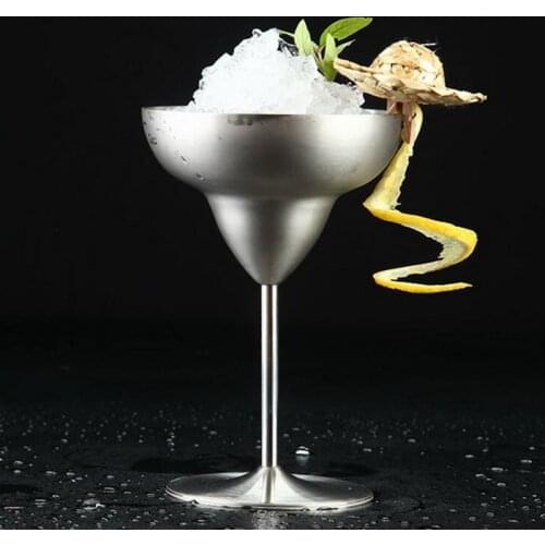 260ML Stainless steel high margaret cocktail cup bar sets stainless steel food dish Creative metal saucer cup