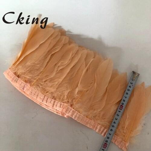 Champagne Pink Dyed Goose feather Trims 15-20cm/6-8" DIY cloth dress shawls betls sewing material for wedding carnival decorates