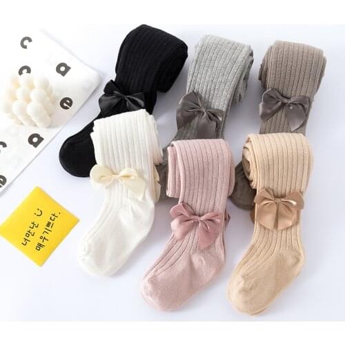 Children Girls Tights Spring Autumn Winter Bowknot Cotton Baby Pantyhose Sock Kids Infant Knitted Collant