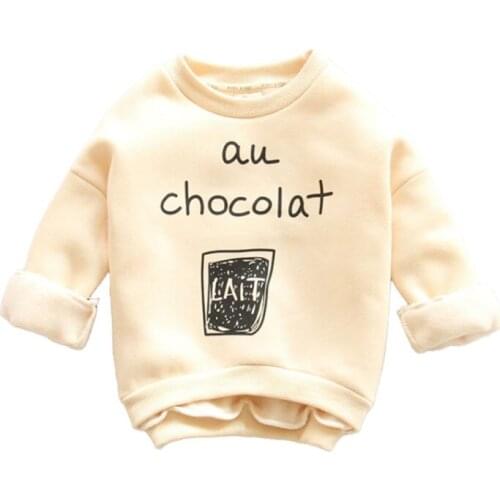 Toddler Autumn Winter Children Plus Velvet Cotton Warmth Letters Sweaters Boys Girls Long-Sleeved T-Shirt Sports Tops