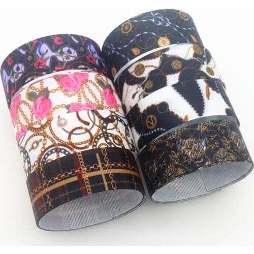 DHK 50yards chain Printed Grosgrain Ribbon Accessory Hairbow Headwear Decoration DIY Wholesale OEM S1427