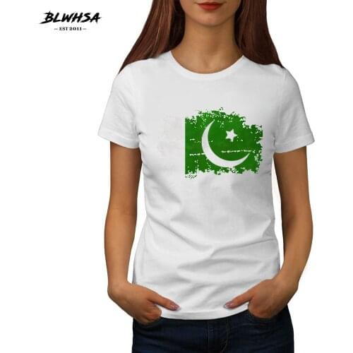 BLWHSA T-shirt Female Spring Summer Woman Pakistan National Flag Design Tops Ladies T Shirts Casual Short Sleeve Tees