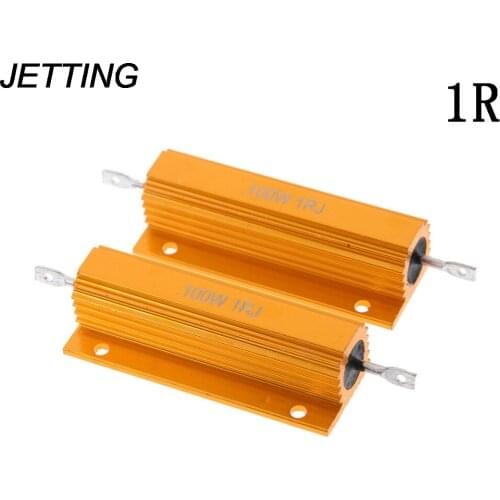 JETTING 2pcs low price 100W Watt Shell Power Aluminum Housed Case Wirewound Resistor 1Ohm 1R Wholesale