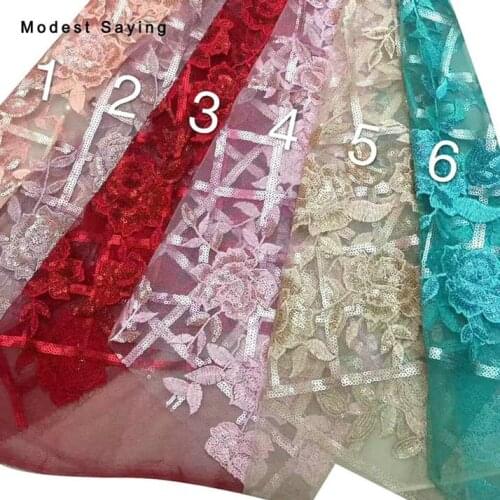 5 Yards Light Gold Flowers Sequined Lace Fabrics for Evening Dress 2019 Fashion Embroidered Mesh Party Prom Tulle Lace Material