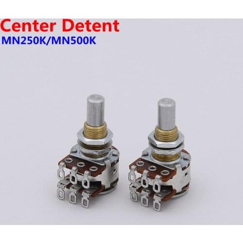 MN250K/MN500K Brass Bushing Solid Shaft Dual Blend Balance Potentiometer(POT) With Center Detent