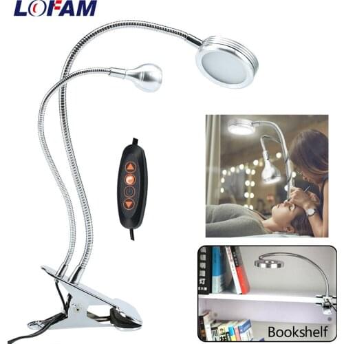 Lofam Double-head Creative Table Clip Lamp Adjustable Desk Light Eyebrow Tattoo Nail Art Makeup Desk Light