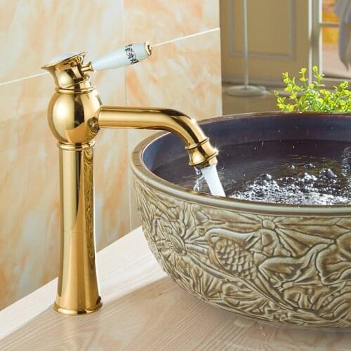 Copper water tap kitchen sink basin faucet gold, Bathroom water basin faucet mixer pull out, Brass retro basin faucet antique