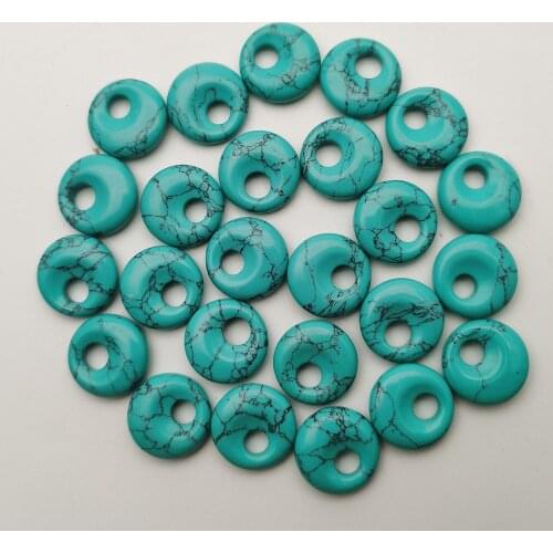 Fashion Turquoises 18mm gogo donut stone beads For Jewelry Making Pendant Earring Charm accessories 24pcs/lot free shipping