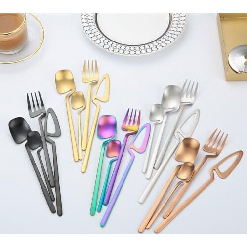 24Pcs/set 304 Stainless Steel Cutlery Set Gold Dinnerware Set Knife Fork Spoon Dinner Set Kitchen Flatware Tableware Set