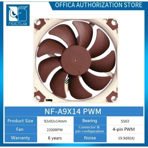 Noctua NF-A9x14 PWM 9cm Fan (SSO Magnetically Stable Bearing/Thin CPU Fan/4-Pin Chassis Fan) 14mm Ultra-Thin, Ultra-Quiet