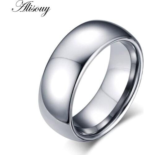 New men Real color Color 8mm Titanium Steel Women Men engagement Ring No fade valentines day gift finger rings