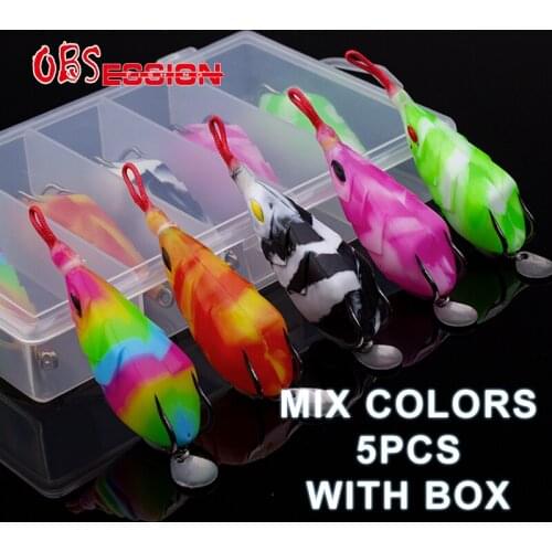 OBSESSION 5pcs/lot 13g peche Thunder Ray Frog Fishing Lure 13g Floating Bionic Artificial Soft Lure Carp Silicone Fishing Lures