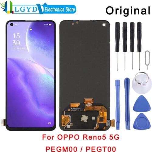 Original OLED Material LCD Screen and Digitizer Full Assembly for OPPO Reno5 5G PEGM00 PEGT00
