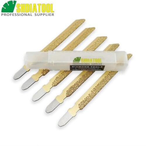 SHDIATOOL 5pcs 4" High Professional Quality Vacuum Brazed Diamond Jig Saw Blade For Stone, Very Fast Cutting Speed And Long Life