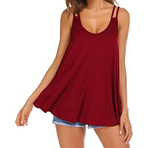 Casual Women Solid Color Spaghetti Strap Vest Camisole Loose Backless Tank Top Vest Camisole Loose Backless Tank Top Vest Camiso