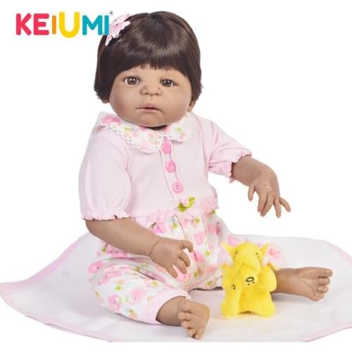 Lifelike 23 Inch Full Silicone Reborn Baby Girl Dolls for Sale Handmade Ethnic Boneca Reborn Brinquedos For kids Birthday Gifts