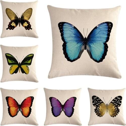 Comwarm Romantic Beautiful Pillow Cover Butterflies Polyester Cushion Cover for Sofa Seating Living Room Home Decor Pillow Case