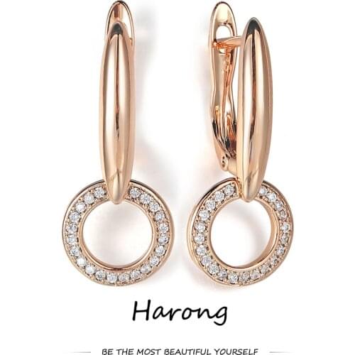High Quality Copper Round Crystal Stud Earrings New Aesthetic Female Cute Jewelry Accessories Ear Clips For Woman Best Gift