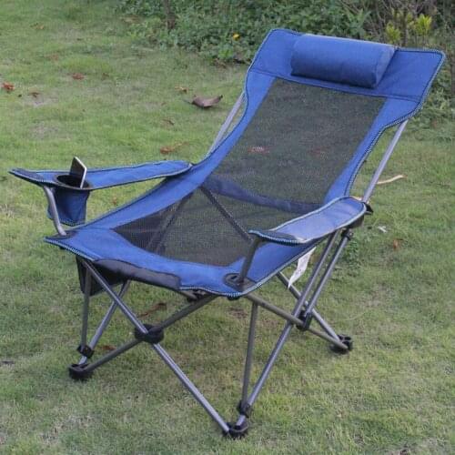 Outdoor folding recliner multifunctional office lunch break recliner portable beach fishing chair household leisure armchair