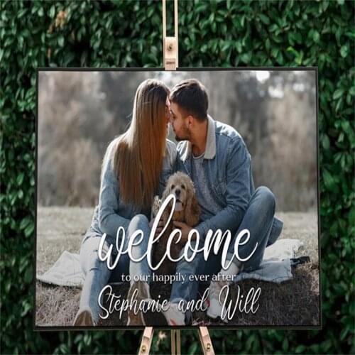 Wedding Welcome Sign With Photo Personalized Wedding Sign Welcome To Our Wedding Sign Photo Wedding Sign