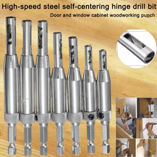 HSS Steel Self-centering Hinge Drill Bit Door and Window Cabinet Woodworking Hole Punch Woodworking Reaming Tool Countersunk Bit