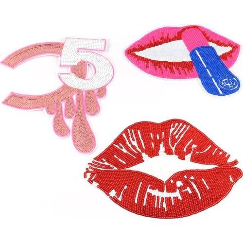LIPS Iron on Letters Clothes Patches for Clothing Iron on Patches Large Patch Applique Patches for Clothing Diy Cute