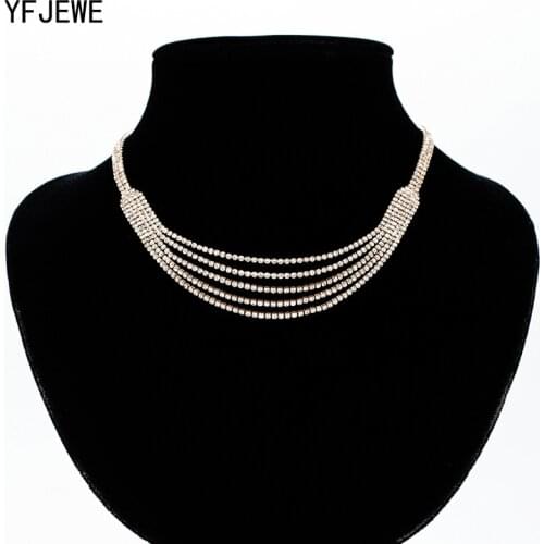 YFJEWE Women Wave Logan Clavicle Necklaces Luxury Crystal Choker Necklace Rhinestone Pendant Jewelry Collar Necklace N356