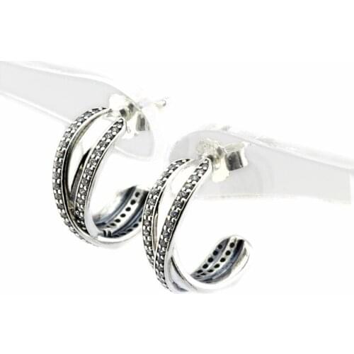 Entwined Hoop Earrings 925 Sterling Silver Jewelry For Woman Make up Fashion Female Earrings Party Jewelry