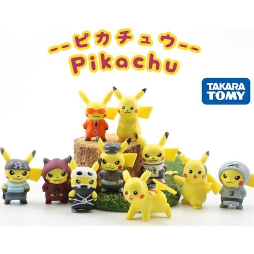 TAKARA TOMY 10pcs Pokemon Pikachu COS Pirate Figure Toys Kawaii Action Anime Figures PVC Model Toys for Children Kids Xmas Gift